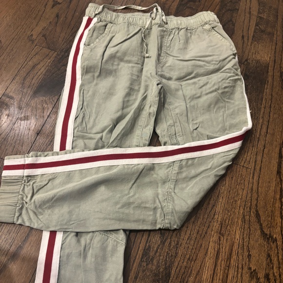 Vintage Havana Olive Jogger Pants with Red Stripe - Picture 6 of 7